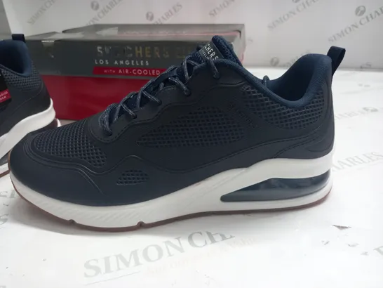 BOXED PAIR OF SKECHERS AIR COOLED MEMORY FOAM TRAINERS IN NAVY - 11