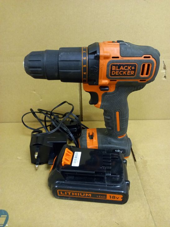 BLACK+DECKER 18 V CORDLESS 2-GEAR COMBI HAMMER DRILL POWER TOOL 