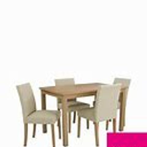 BOXED PRIMO CREAM/OAK DINING SET OF 150CM TABLE & 4 CHAIRS (2 BOXES)