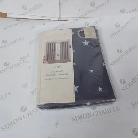 DREAMSCENE JUNIOR STRAR ONE PAIR BLACK OUT CURTAINS 