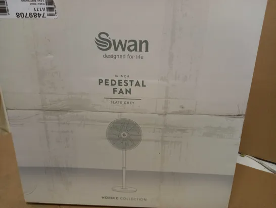 BOXED SWAN 16 INCH PEDESTAL FAN slate grey