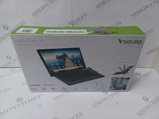 BRAND NEW BOXED VENTURER LUNA MAX 14 64GB 14" HD TABLET WITH DETACHABLE KEYBOARD 