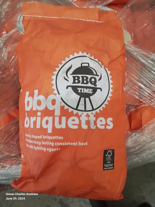 PALLET TO CONTAIN APPROXIMATELY 80 X 5KG BAGS OF BBQ TIME BARBECUE CHARCOAL BRIQUETTES 