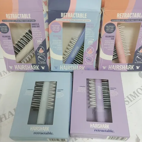 5 ASSORTED BOXED HAIRSHARK RETRACTABLE HANDBAG SIZE EASY STYLING HAIR STYLING TOOLS