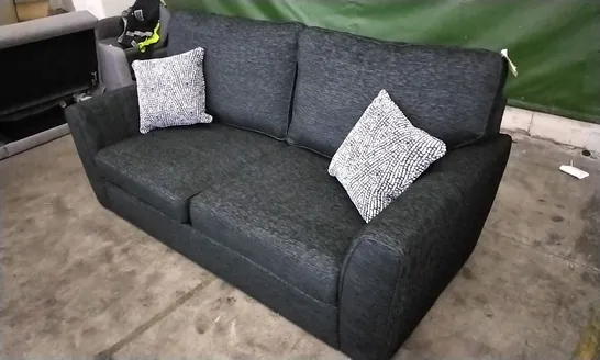 DESIGNER BLACK FABRIC 2 SEATER SOFA WITH CUSHIONS 