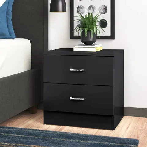 BOXED BRENDLE MANUFACTURED WOOD BEDSIDE TABLE - BLACK GLOSS (1 BOX)