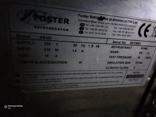 FOSTER UNDER COUNTER REFRIGERATOR HR150