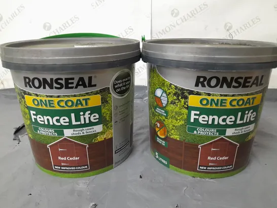 LOT OF 2 BRAND NEW RONSEAL ONE COAT FENCE LIFE 5L PAINTS - RED CEDER