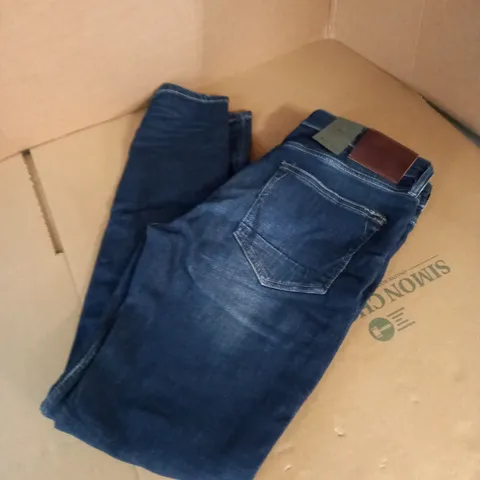 ALL SAINTS 34W 32L NAVY REGULR FIT JEANS 