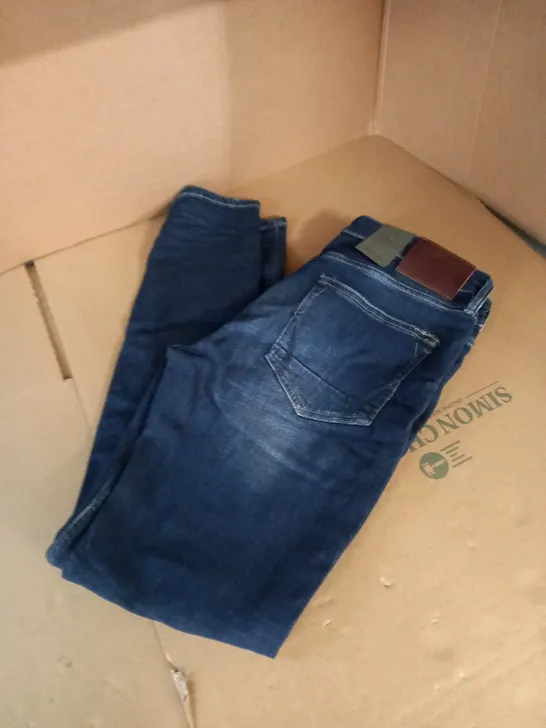 ALL SAINTS 34W 32L NAVY REGULR FIT JEANS 