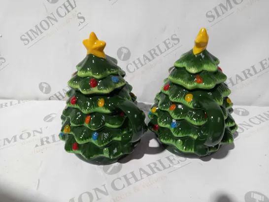 2X CHRISTMAS TREE MUGS GREEN