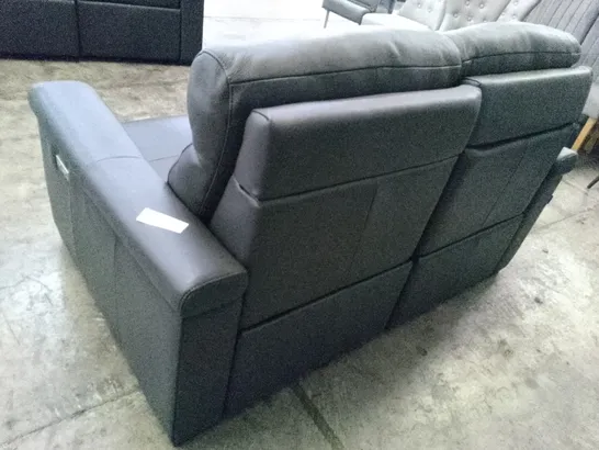 QUALITY ITALIAN DESIGNER GARDA ELECTRIC LOVESEATS - DARK GREY LEATHER