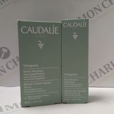 BOX OF 2 CAUDALIE VINOPURE PRODUCTS TO INCLUDE BLEMISH CONTROL SALICYLIC SERUM 30ML & SALICYLIC SPOT SOLUTION 15ML