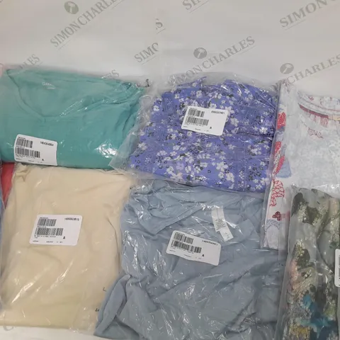 BOX OF MIXED CLOTHING DIFFERENT SIZES AND COLOURS 