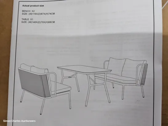 PAIR BOXED MY GARDEN STORIES IBIZA DINING / CONVERSATION SOFA SET - NATURAL - BENCHES ONLY