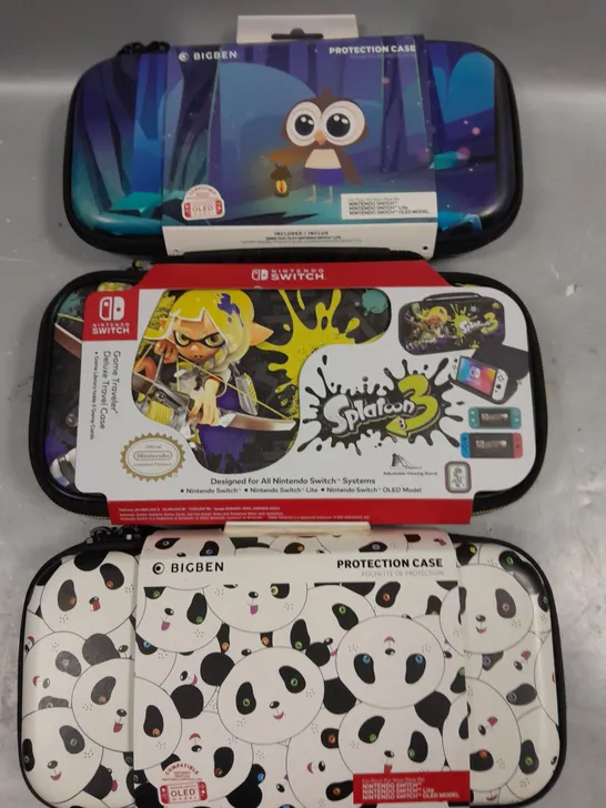 LOT OF 3 ASSORTED NINTENDO SWITCH PROTECTION CASES INCLUDES BIGBEN AND SPLATOON 3