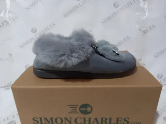 GREY FLUFFY SLIPPERS SIZE 38