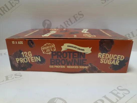 LOT OF 6 (10 X 60G) PACKS OF MOUNTAIN JOE'S PROTEIN BROWNIES - CHOCOLATE CARAMEL 