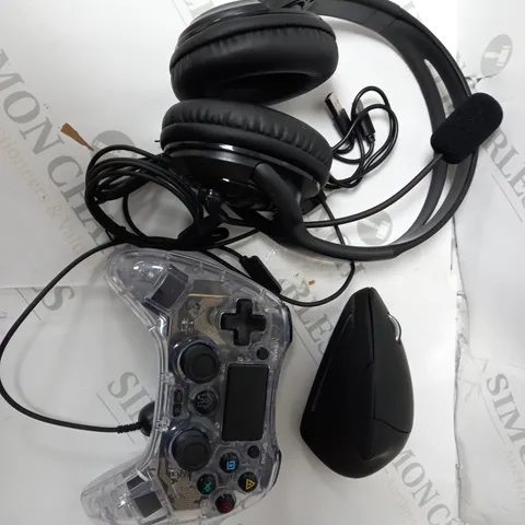 LOT OF 3 ITEMS TO INCLUDE - MAIRDI HEADPHONES / ERGONOMIC MOUSE / WIRELESS GAMING CONTROLLER 