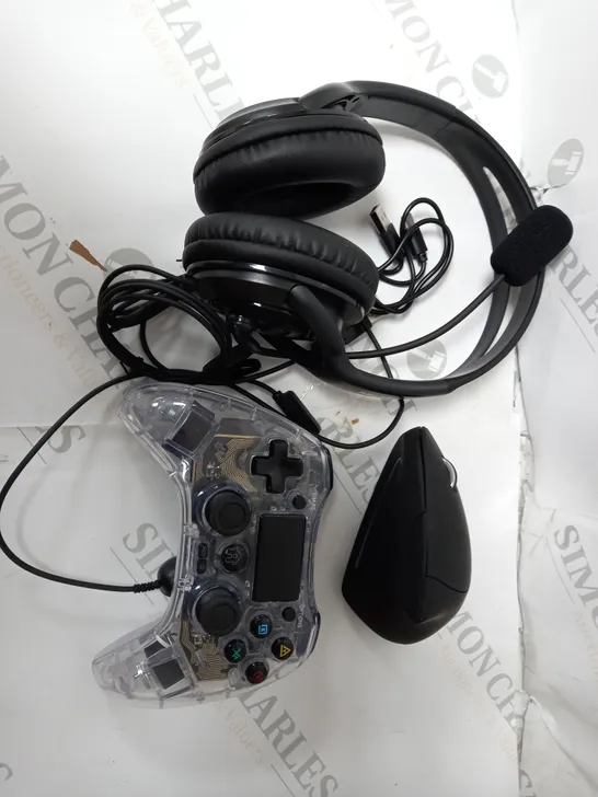 LOT OF 3 ITEMS TO INCLUDE - MAIRDI HEADPHONES / ERGONOMIC MOUSE / WIRELESS GAMING CONTROLLER 