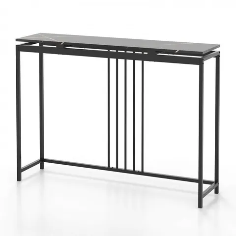 BOXED COSTWAY 47" ENTRYWAY CONSOLE TABLE, BLACK NARROW HALLWAY TABLE W/FAUX MARBLE TABLETOP