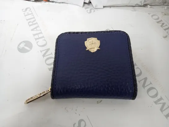 PAUL COSTELLOE BRAIDED LEATHER SMALL BOXED PURSE IN NAVY