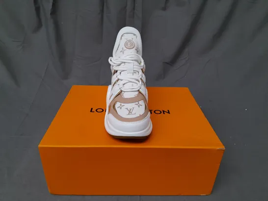 BOXED PAIR OF LOUIS VUITTON ARCHLIGHT SNEAKER IN WHITE/BEIGE SIZE UK 4