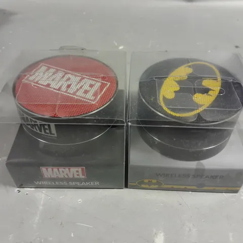 LOT OF 2 WIRELESS SPEAKERS INCLUDES MARVEL AND BATMAN THEMES