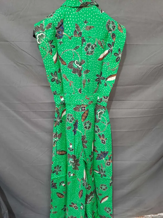 KAREN MILLEN TALL TOPSTITCH FLORAL BATIK LINEN VISCOSE JUMPSUIT SIZE UK 8