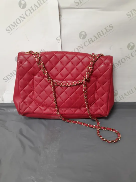 LADIES MEDIUM CHANEL RED HANDBAG QUILTED EFFECT