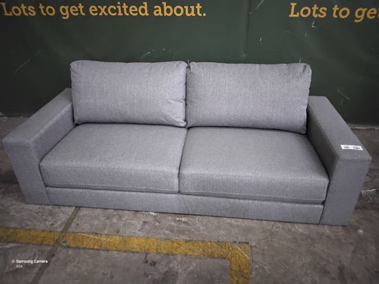 DESIGNER GREY FABRIC FIXED THREE SEATER SOFA 