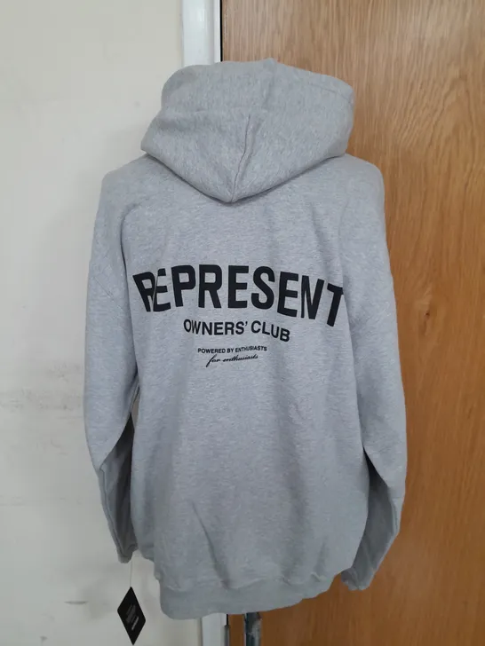 REPRESENT OWNERS CLUB JERSEY HOODIE IN ASH GREY SIZE S