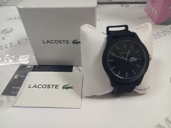 LACOSTE ALL BLACK WATCH WITH SILICONE STRAP