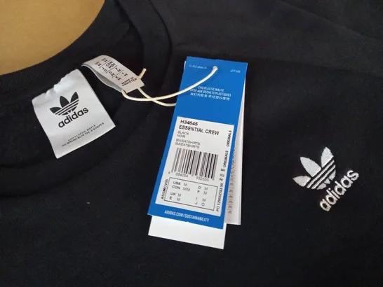 ADIDAS ESSENTIALS BLACK CREW JUMPER - UK M