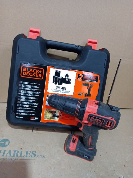 BLACK+DECKER 18 V CORDLESS 2-GEAR COMBI HAMMER DRILL POWER TOOL 