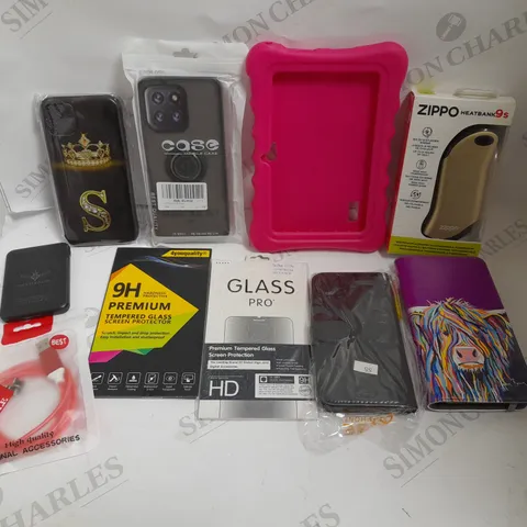 BOX OF APPROXIMATELY 40 ASSORTED MOBILE PHONE & TABLET ACCESSORIES TO INCLUDE CASES, CHARGING CABLES, POWERBANKS ETC 