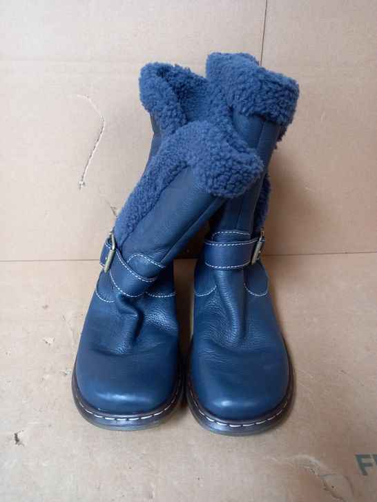 PAIR OF BOOTS (BLUE LEATHER), SIZE 3 UK