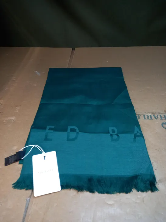 TED BAKER LOGO LONG SCARF IN GREEN 