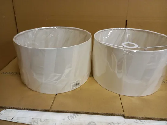 PAIR OF DESIGNER STYLE WHITE LAMP SHADES