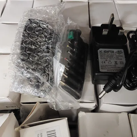 BOX OF APPROXIMATELY 145X AC ADAPTERS 4X UNIVERSAL ADAPTERS (1 BOX)