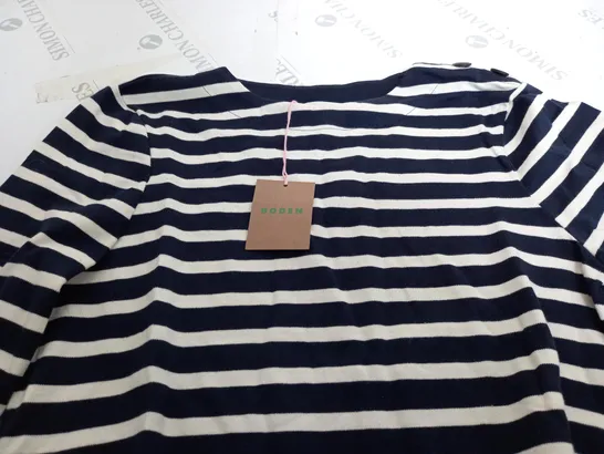 BODEN LONG SLEEVE OVERSIZED DRES TOP IN NAVY/WHITE STRIPES - UK10R