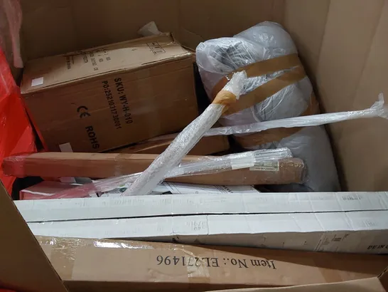 PALLET OF ASSORTED ITEMS INCLUDING: JOYAMI ELECTRIC GRILL, WHITE DOUBLE MATTRESS TOPPER, SLIMLINE HEATER, WORLD MAP, TOILET SEAT