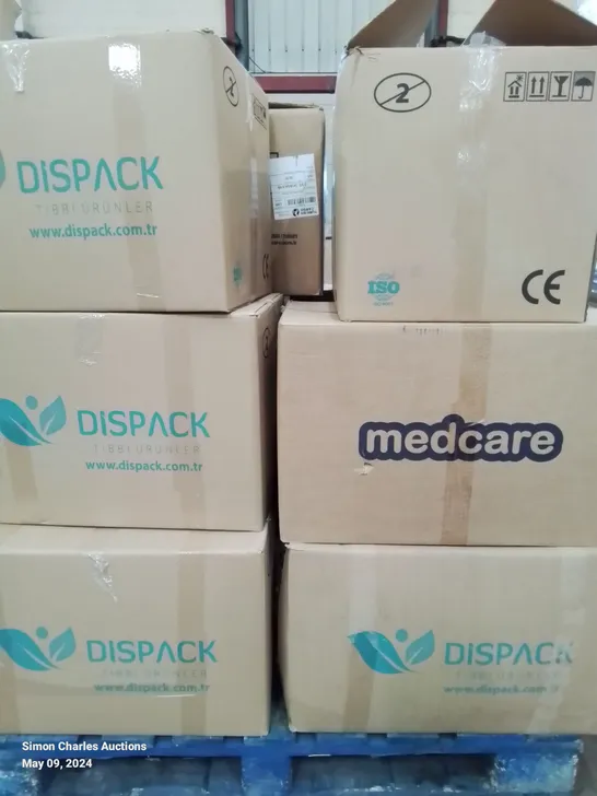 PALLET OF APPROXIMATELY 450 ASSORTED BRAND NEW GOWNS TO INCLUDE - DISPACK REINFORCED SURGICAL GOWNS IN SIZE LARGE & MEDCARE LAMINATED GOWNS IN SIZE XL