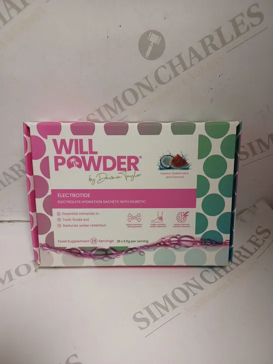 SEALED WILLPOWDER ELECTROTIDE HYDRATION SACHETS - 28 SERVINGS - WATERMELON COCONUT 