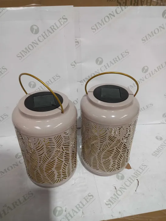 GARDEN REFLECTIONS SET OF 2 PATTERNED SOLAR LANTERNS