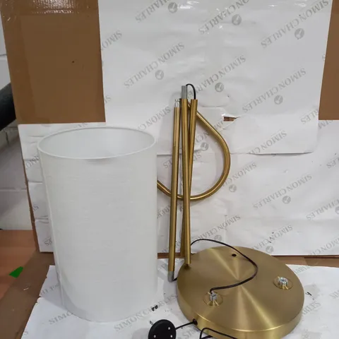 JOHN LEWIS DUO STANDING LAMP WITH BRASS BASE & WHITE LIGHT SHADE