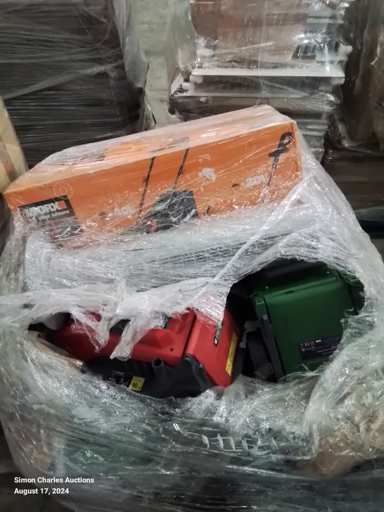 PALLET CONTAINING VARIOUS MIXED LAWNMOWERS 