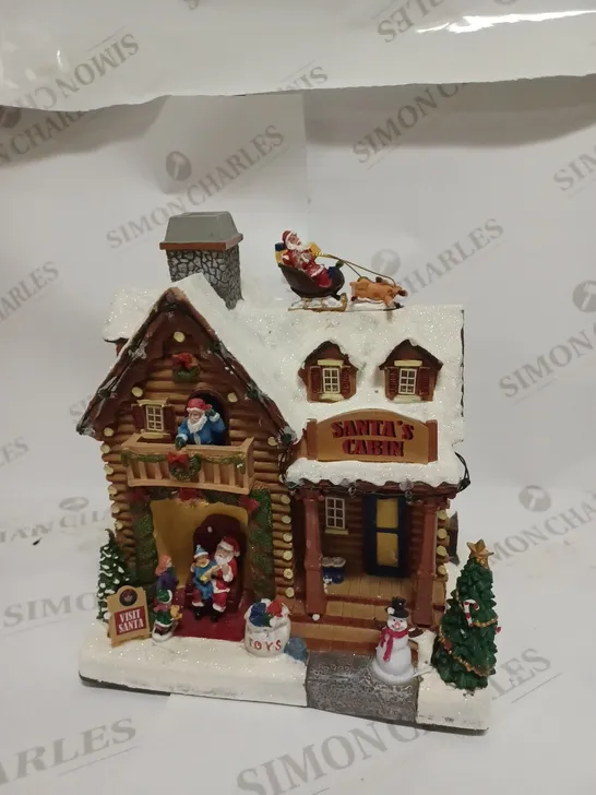 FESTIVE ANIMATED CHRISTMAS SCENE - SANTAS CABIN