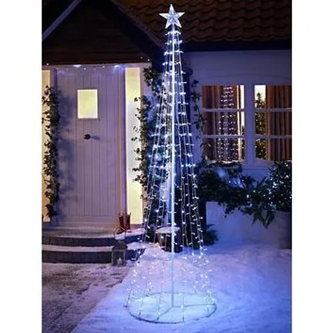 BOXED 8-FOOT WHITE WATERFALL LIGHT-UP OUTDOOR CHRISTMAS TREE