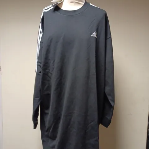 ADIDAS 3 STRIPES SWEAT DRESS - BLACK/WHITE - SIZE L - WOMEN